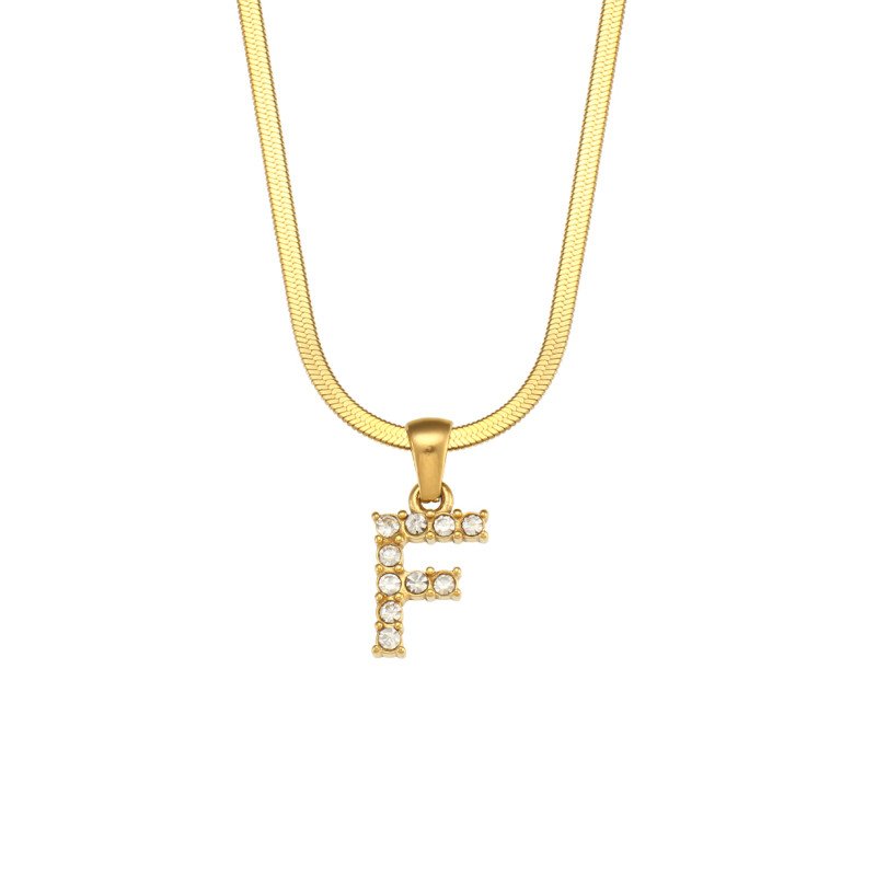 Letter F Initial Gold Necklace.