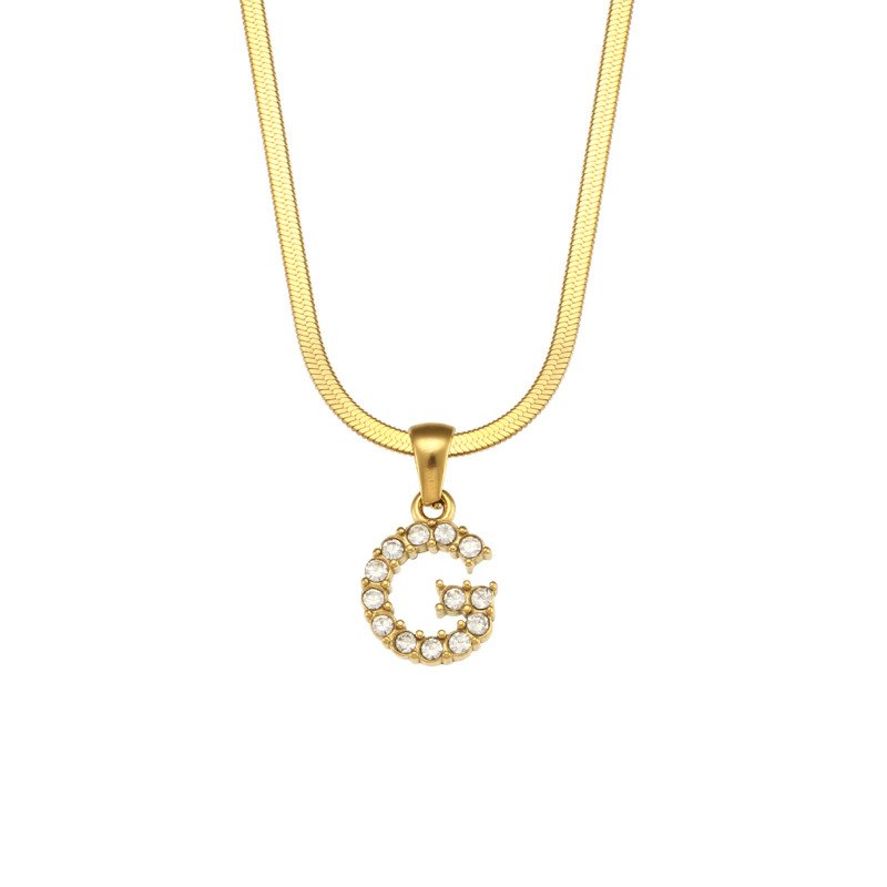 Letter G Initial Gold Necklace.
