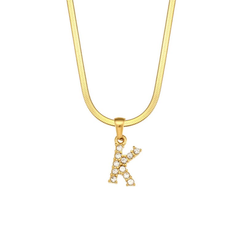 Letter K Initial Gold Necklace.