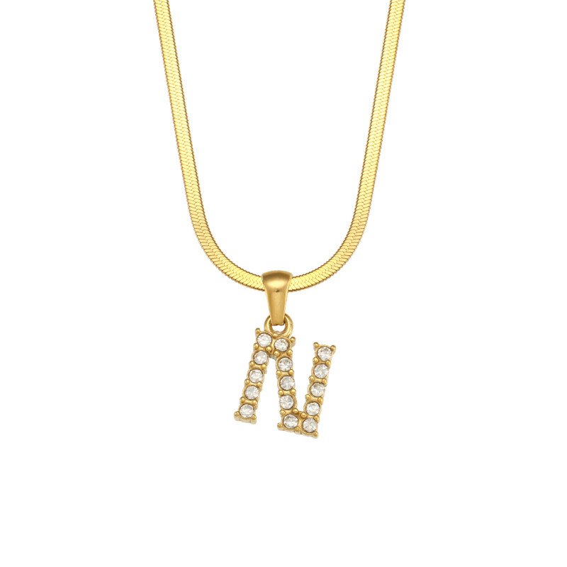 Letter N Initial Gold Necklace.