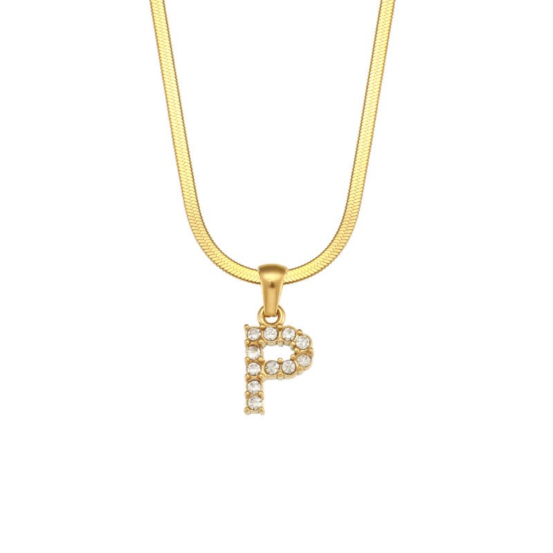 Letter P Initial Gold Necklace.