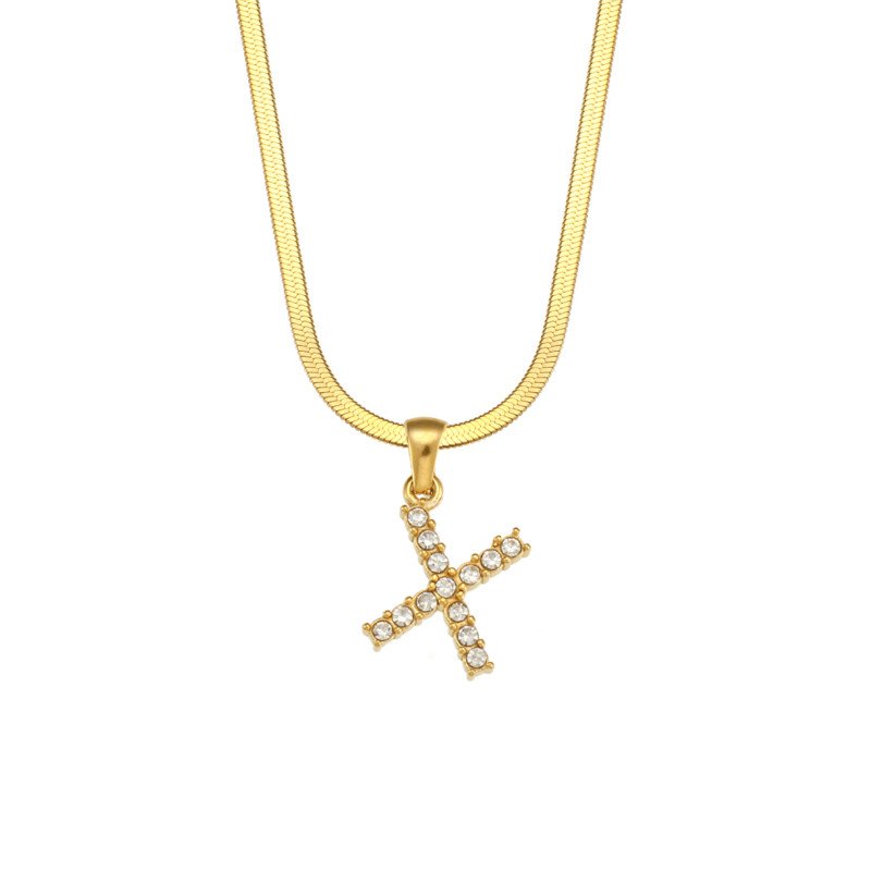 Letter X Initial Gold Necklace.