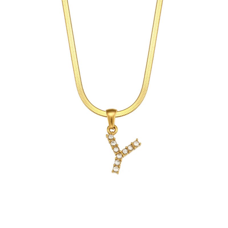 Letter Y Initial Gold Necklace.