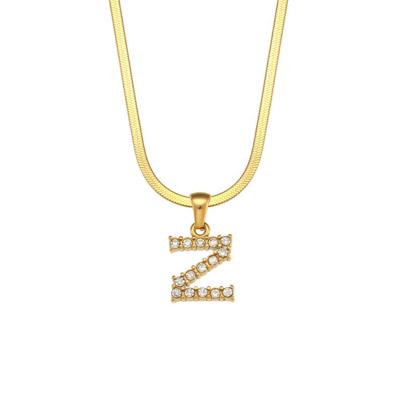 Letter Z Initial Gold Necklace.