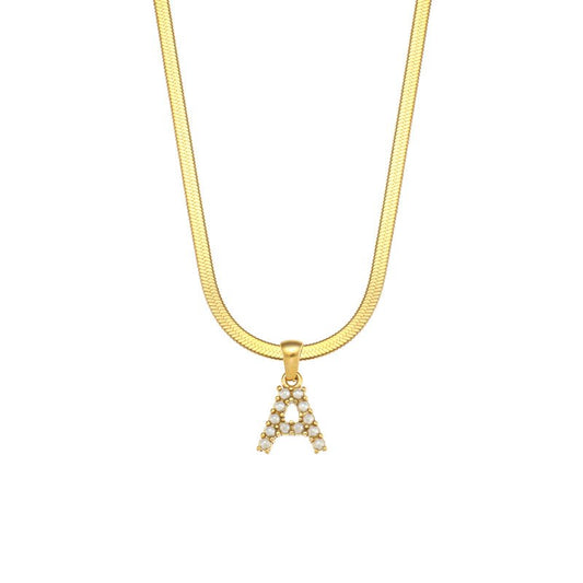 Letter A Pearl Initial Necklace