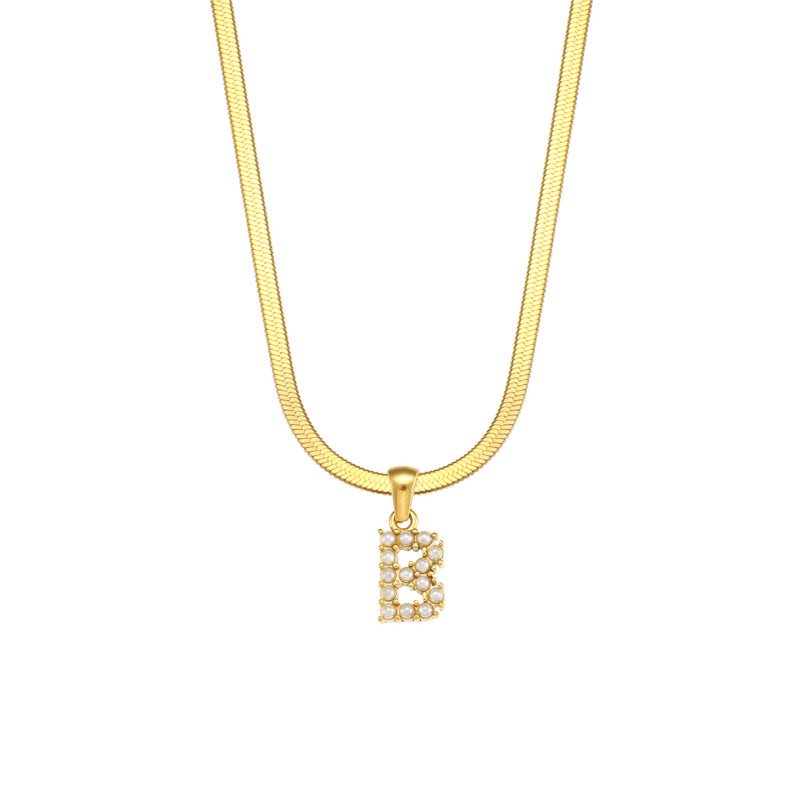 Letter B Pearl Initial Necklace