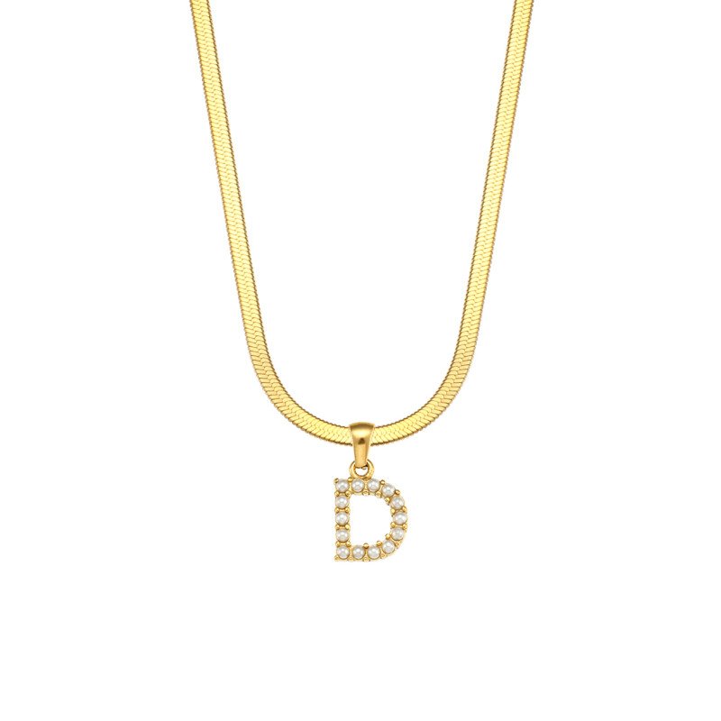 Letter D Pearl Initial Necklace