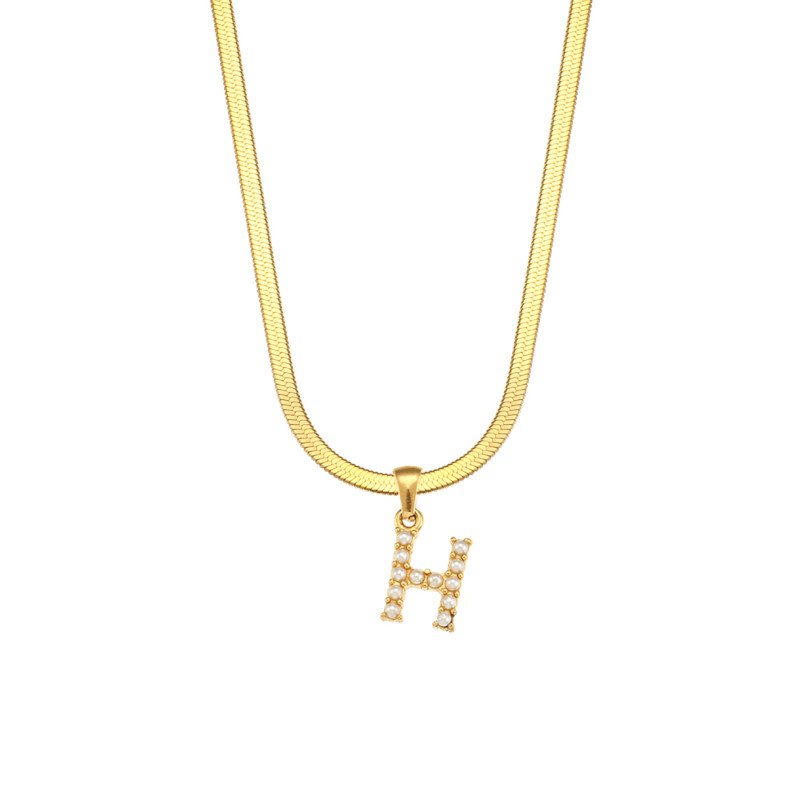Letter H Pearl Initial Necklace