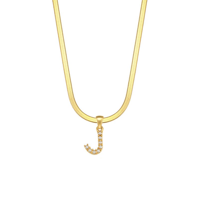 Letter J Pearl Initial Necklace