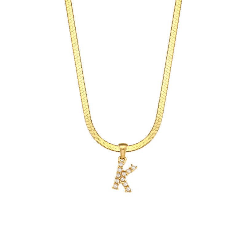 Letter K Pearl Initial Necklace