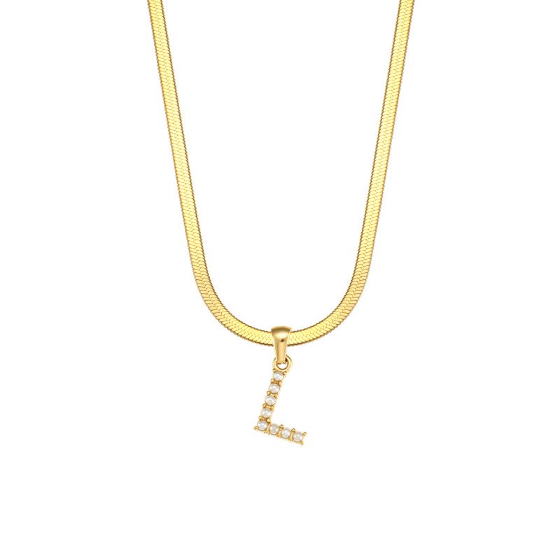 Letter L Pearl Initial Necklace