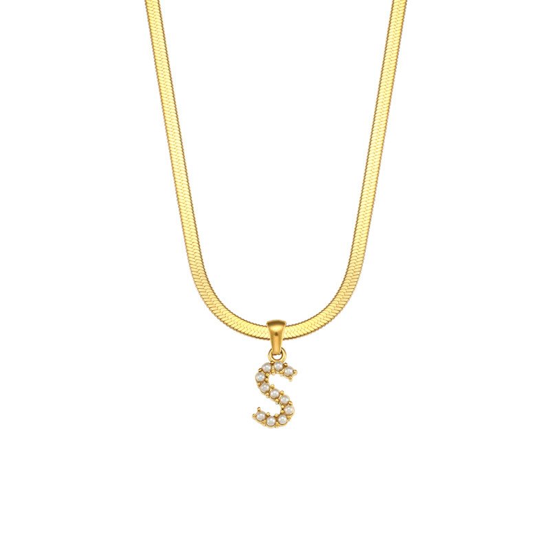 Letter S Pearl Initial Necklace