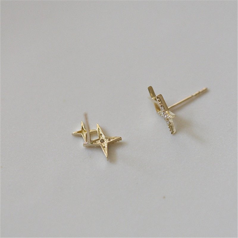 Back and side view of the Sparkle Star Stud Earrings.