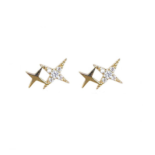 Gold Sparkle Star Stud Earrings.