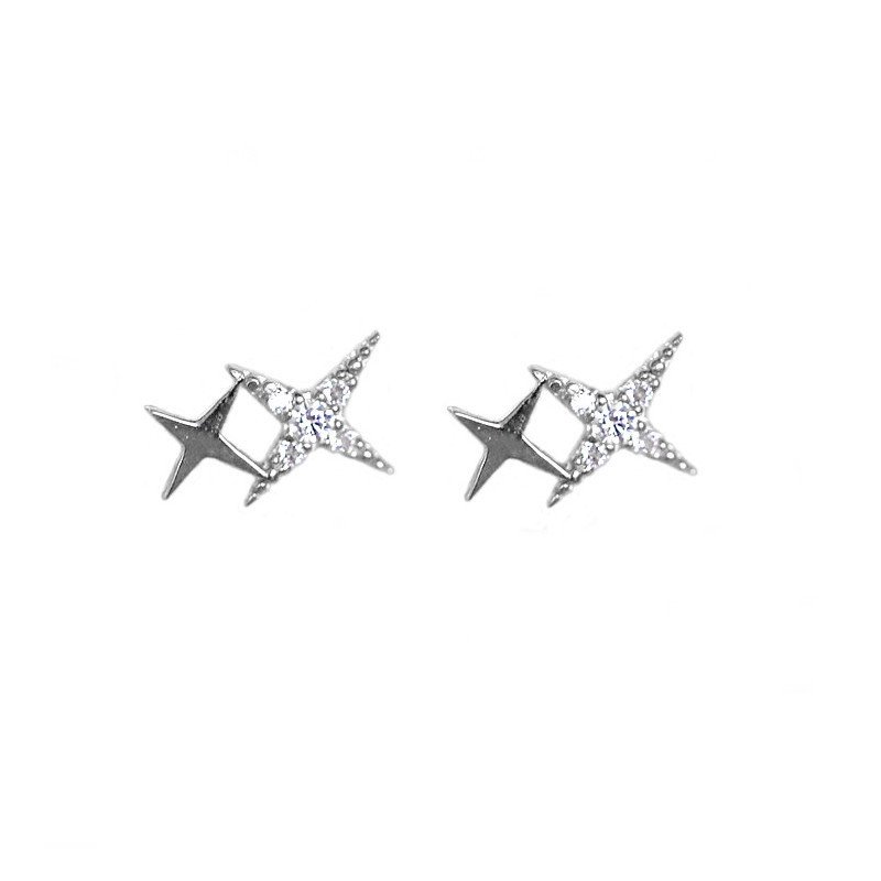 Silver Sparkle Star Stud Earrings.
