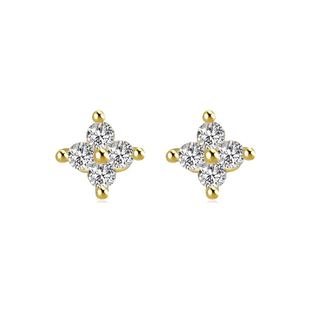 Gold Sparkling Flower Studs.