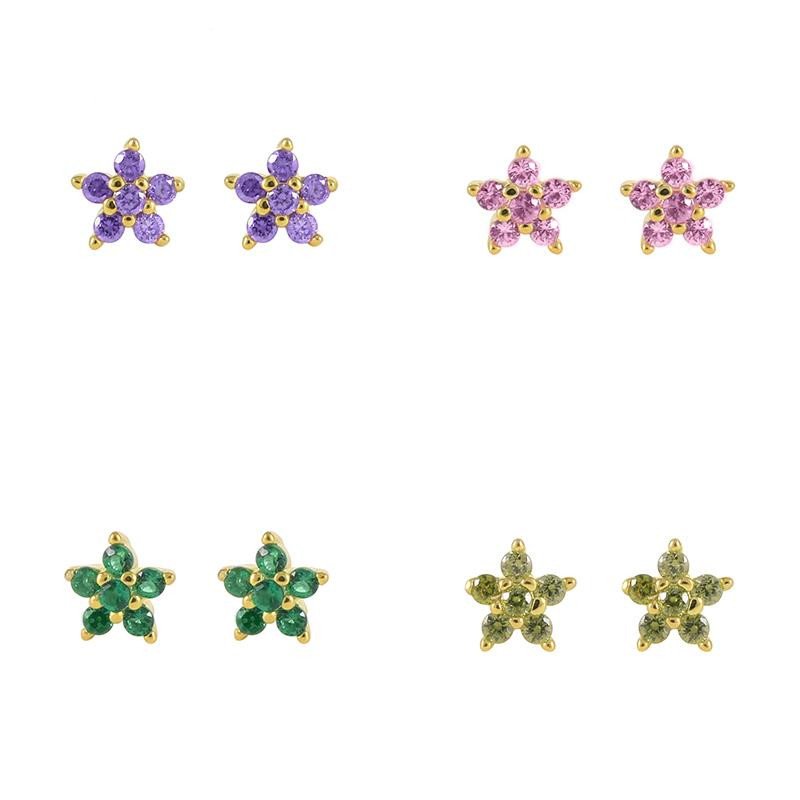 Four variations of the Spring Flower CZ Studs.