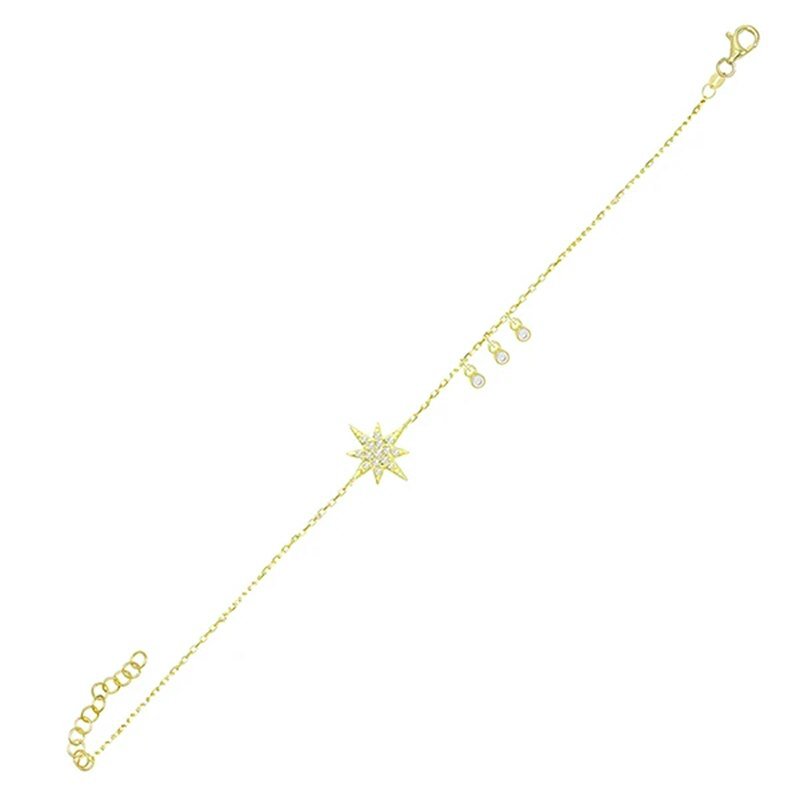 Full view of the Star CZ Gold Bracelet.