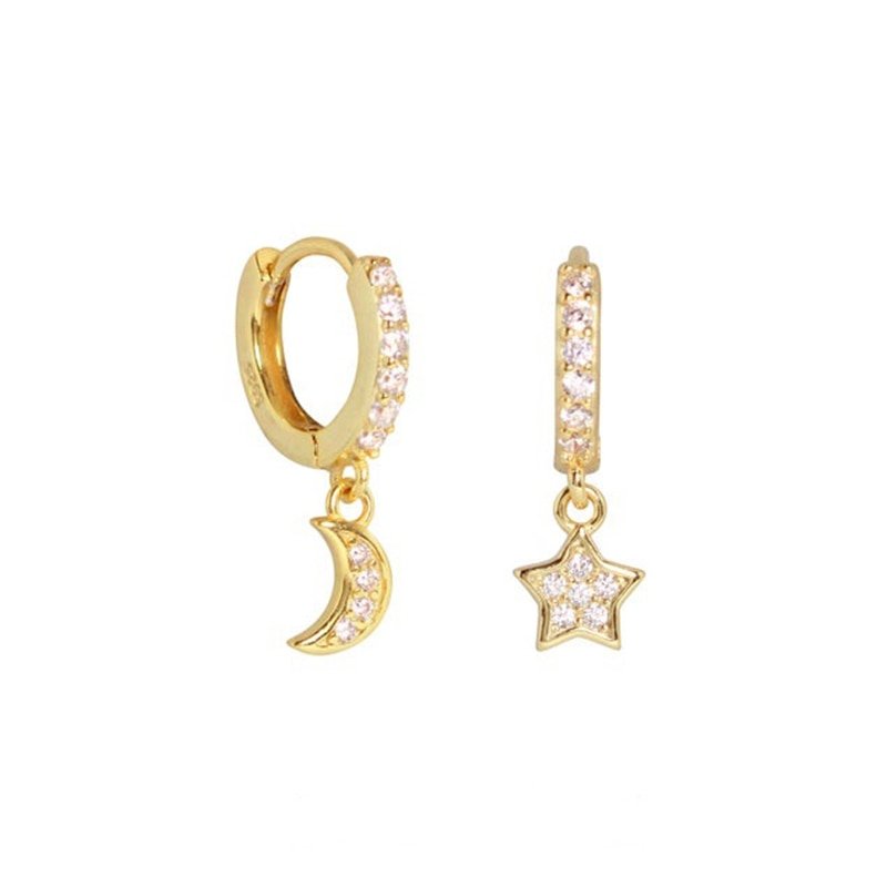 Star & Moon CZ Huggies – Pineal Vision Jewelry
