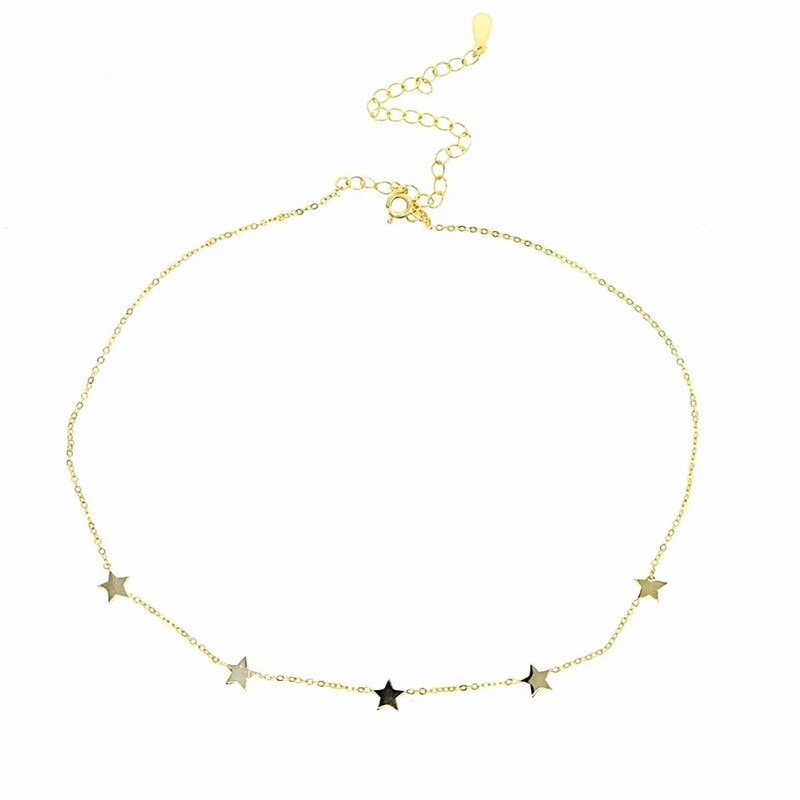 Gold Star Sequins Necklace.