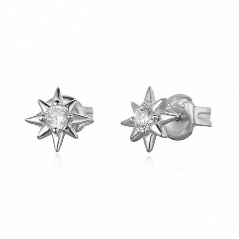 Star CZ Stud Earrings in silver.