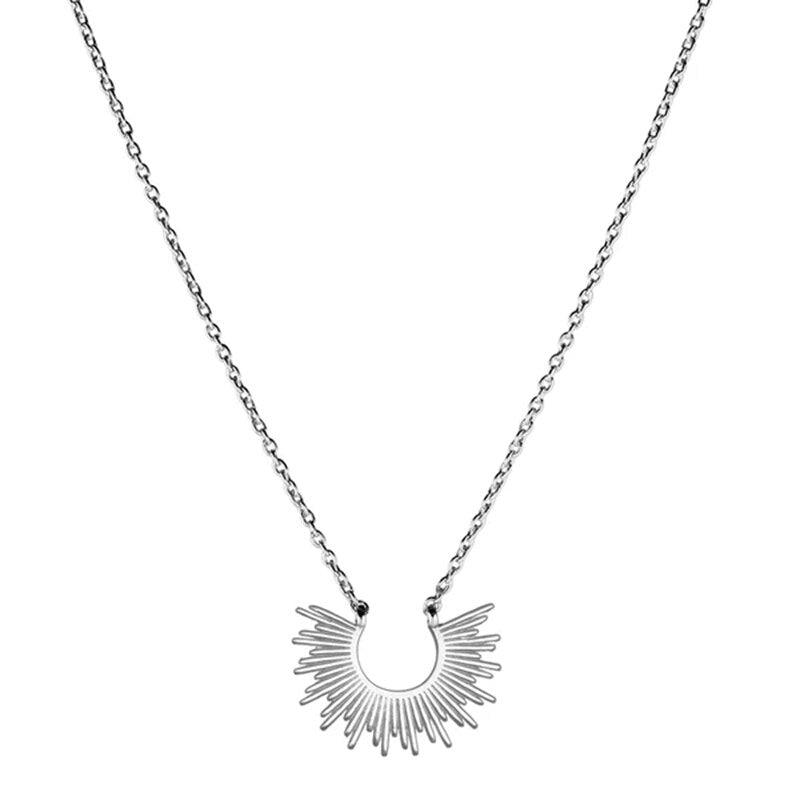 Silver Sunburst Pendant Necklace.
