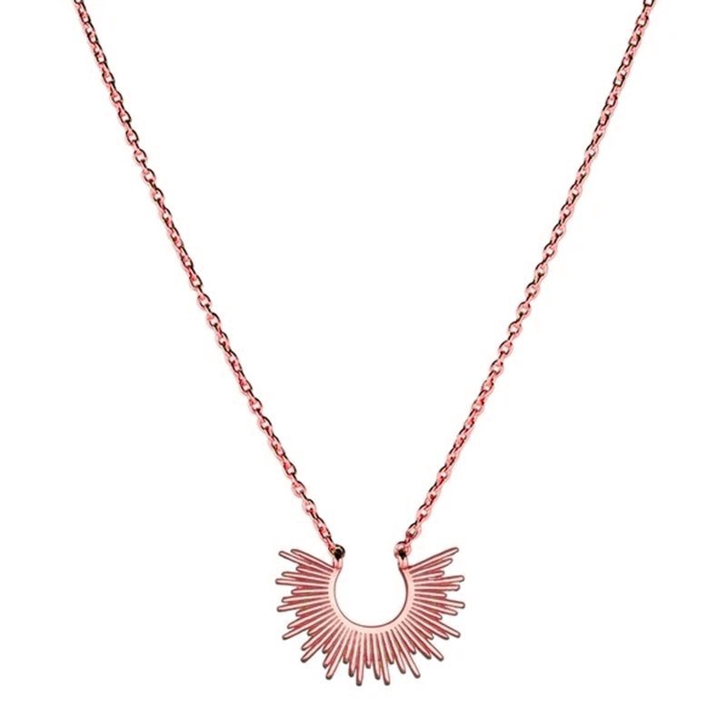 Rose Gold Sunburst Pendant Necklace.