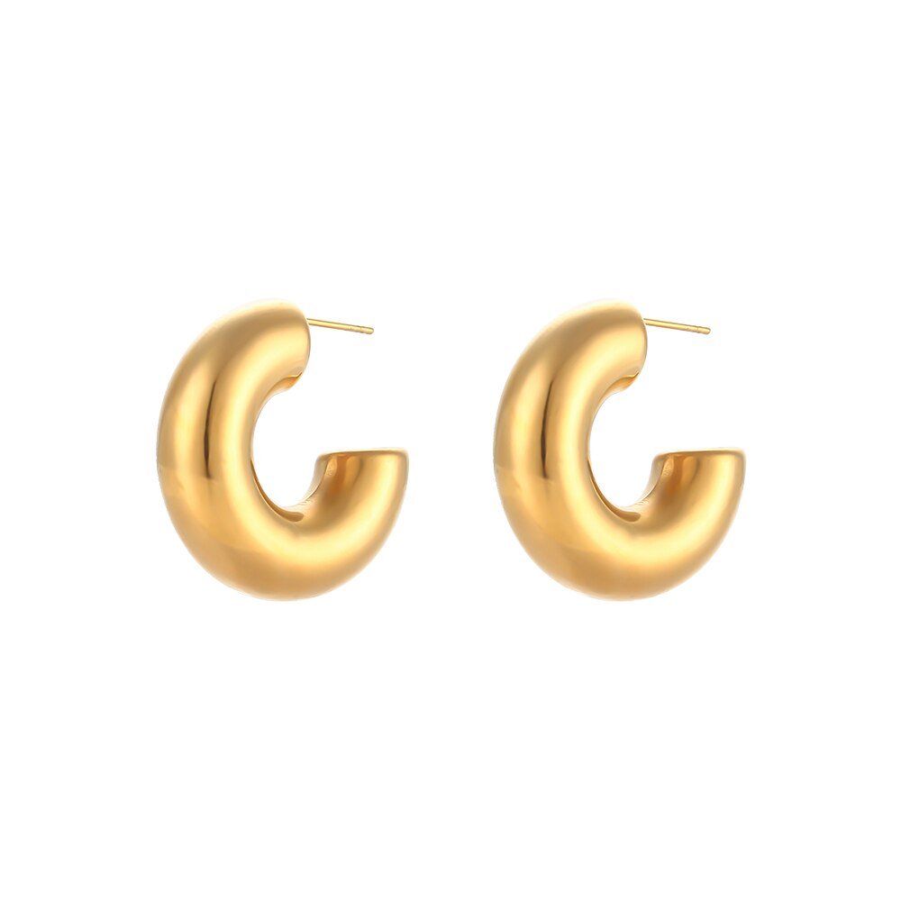 Gold Super Thick Hoop Earrings.