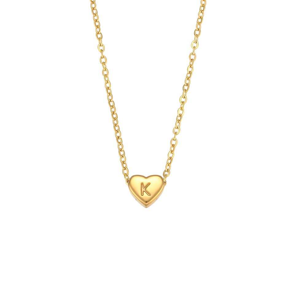 Tiny Gold Heart Initial K Necklace.