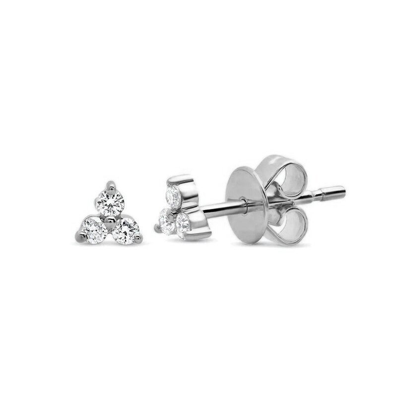 Trinity CZ Stud Earrings in silver.