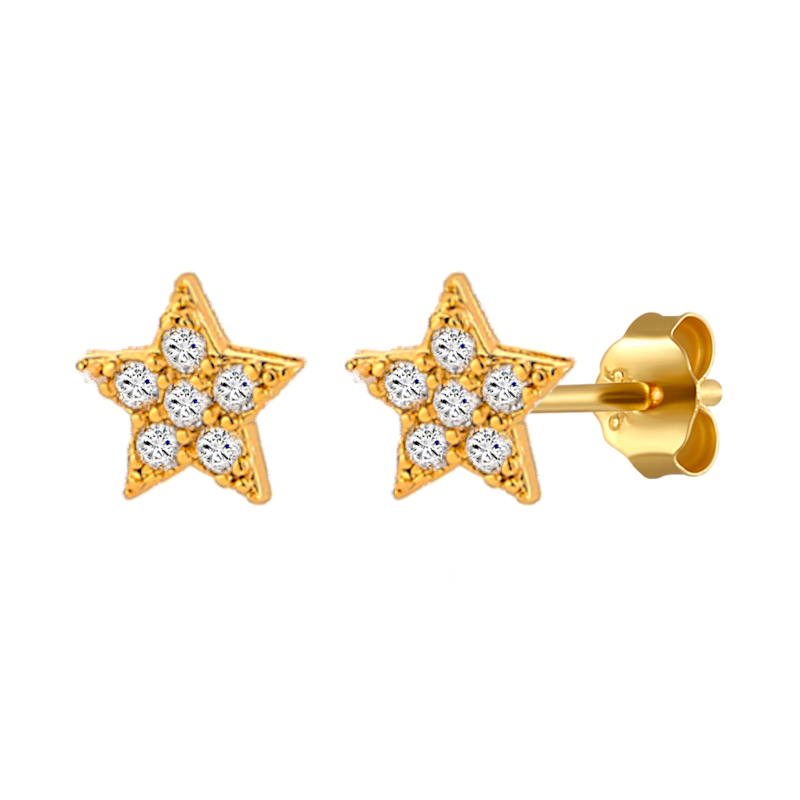 Teeny Star Studs in gold.