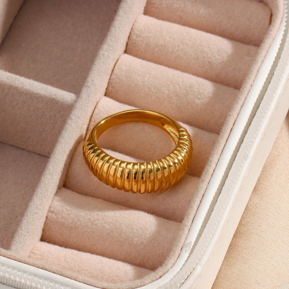 Top view of the Textured Chunky Gold Ring.
