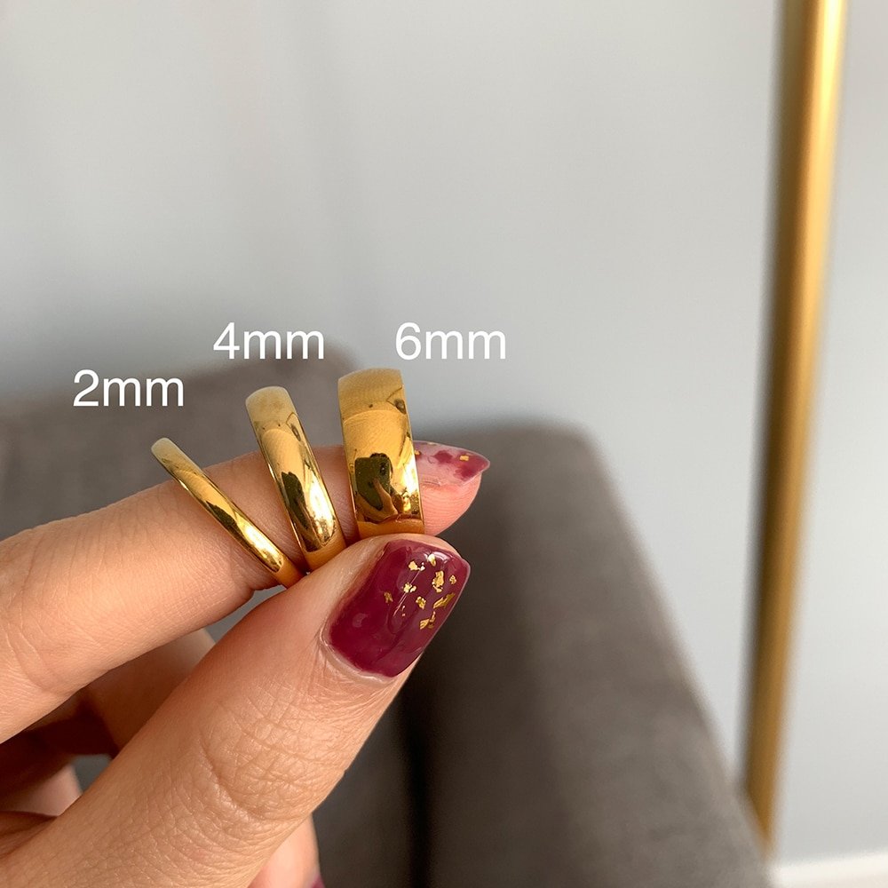 2mm, 4mm, 6mm gold ring bands.