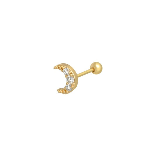 Tiny Moon Cartilage Stud in gold.