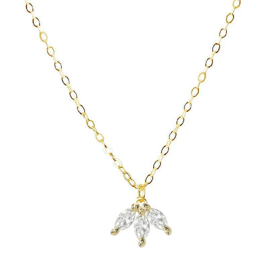 Gold Triple Marquise Necklace.