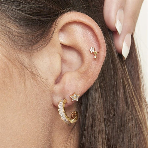 Triple Star Cartilage Stud – Pineal Vision Jewelry
