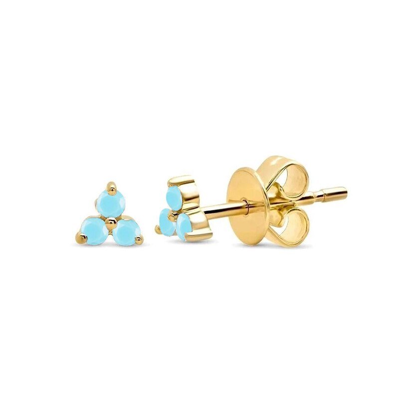 Turquoise Trinity Studs in gold.