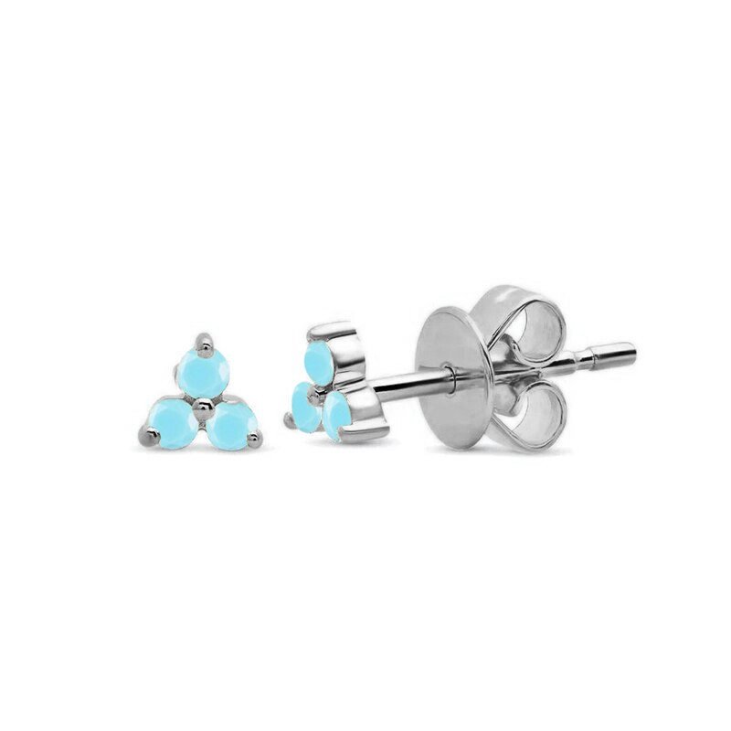 Turquoise Trinity Studs in silver.