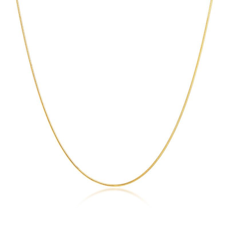 Gold thin snake chain necklace.