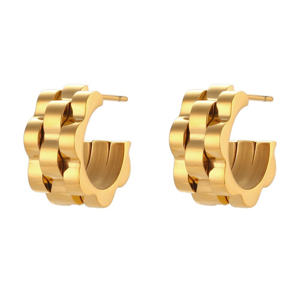 Gold Watch Link Hoops.