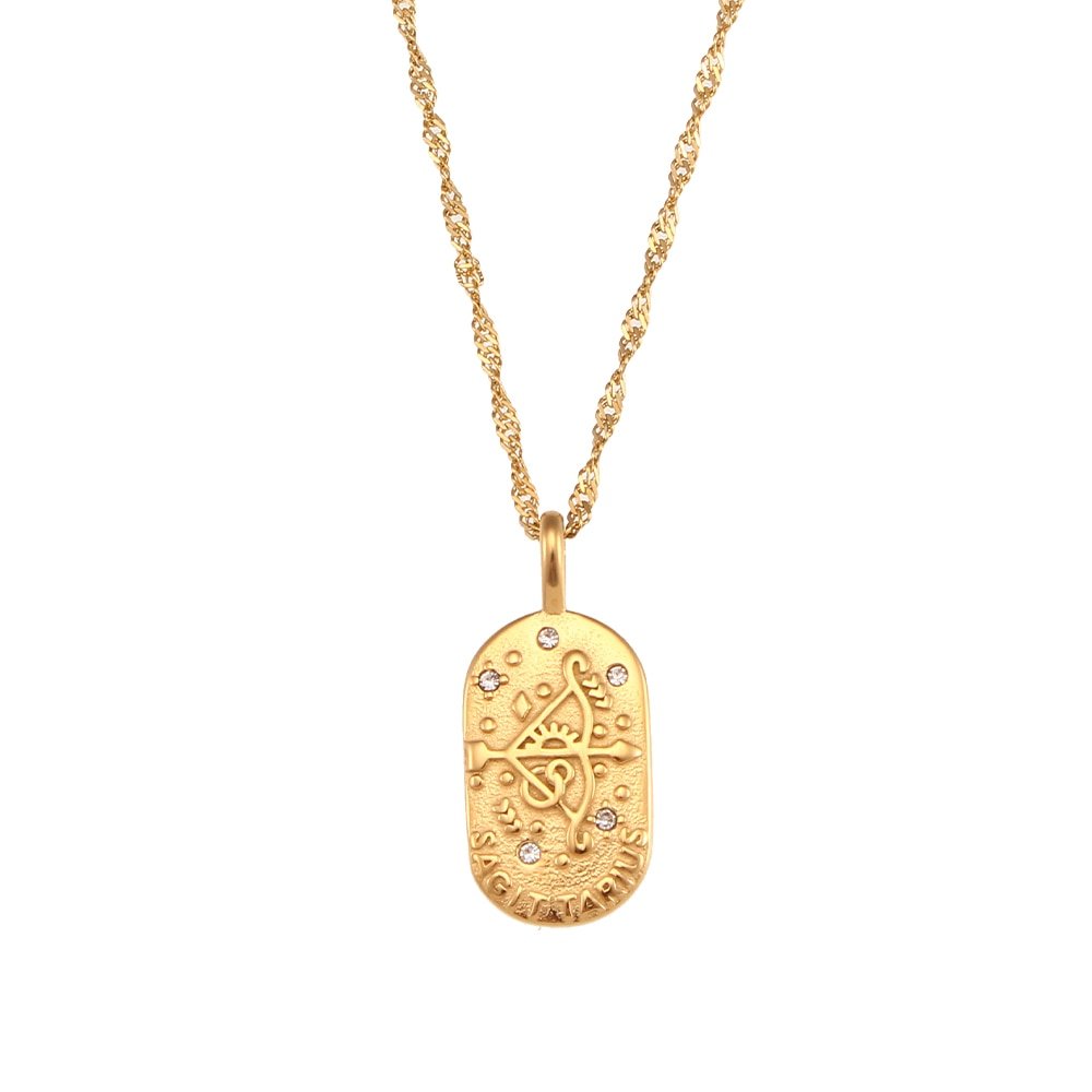 Sagittarius Zodiac Amulet Gold Necklace.