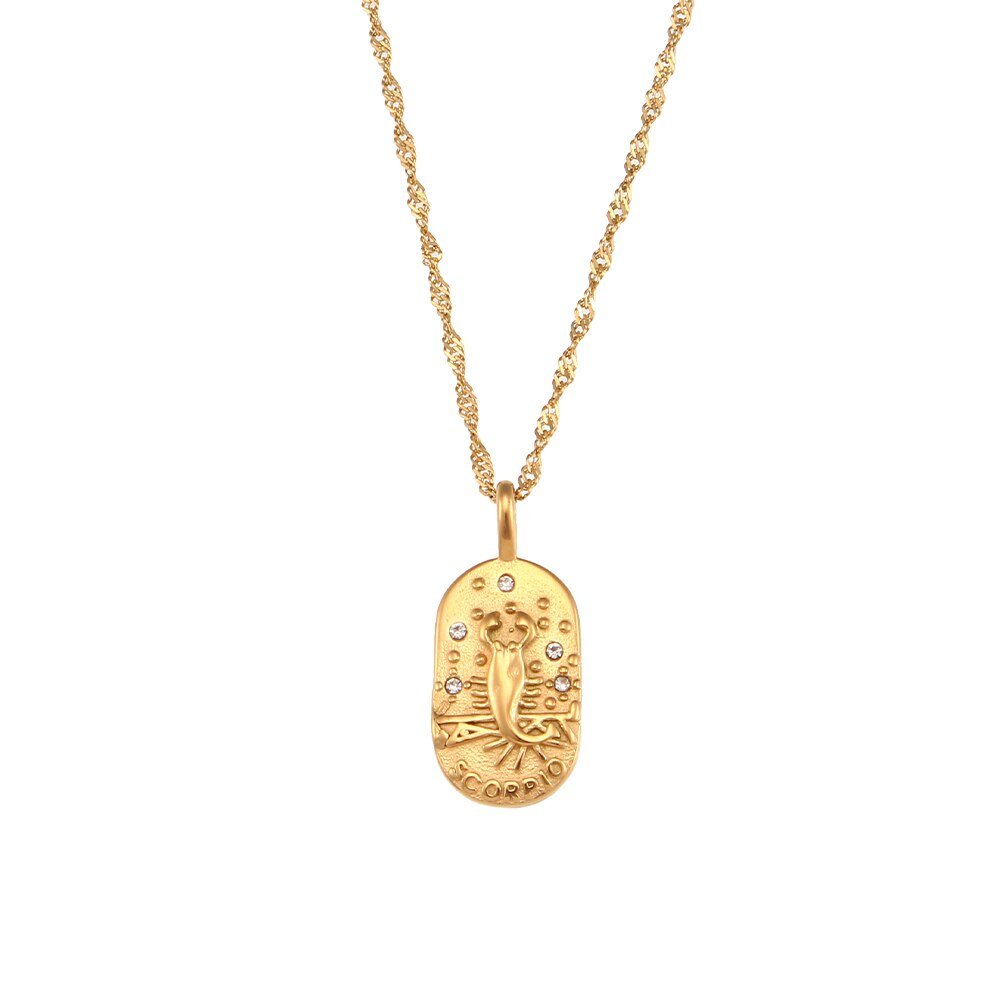 Scorpio Zodiac Amulet Gold Necklace.