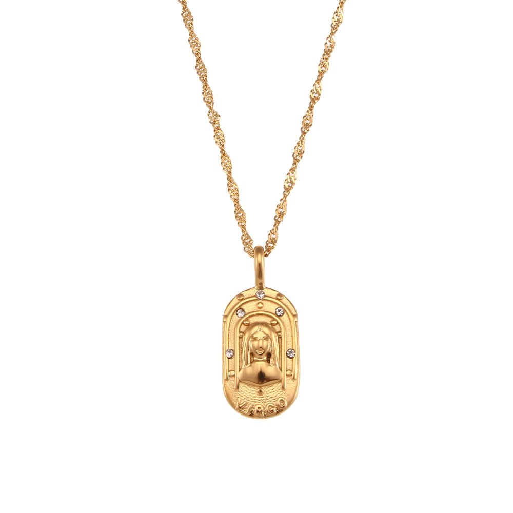 Virgo Zodiac Amulet Gold Necklace.