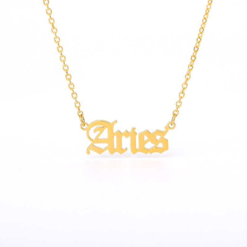 Zodiac Name Plate Necklace