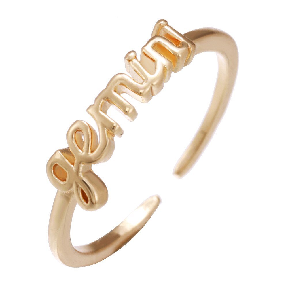 Gemini Zodiac Name Ring in Gold.