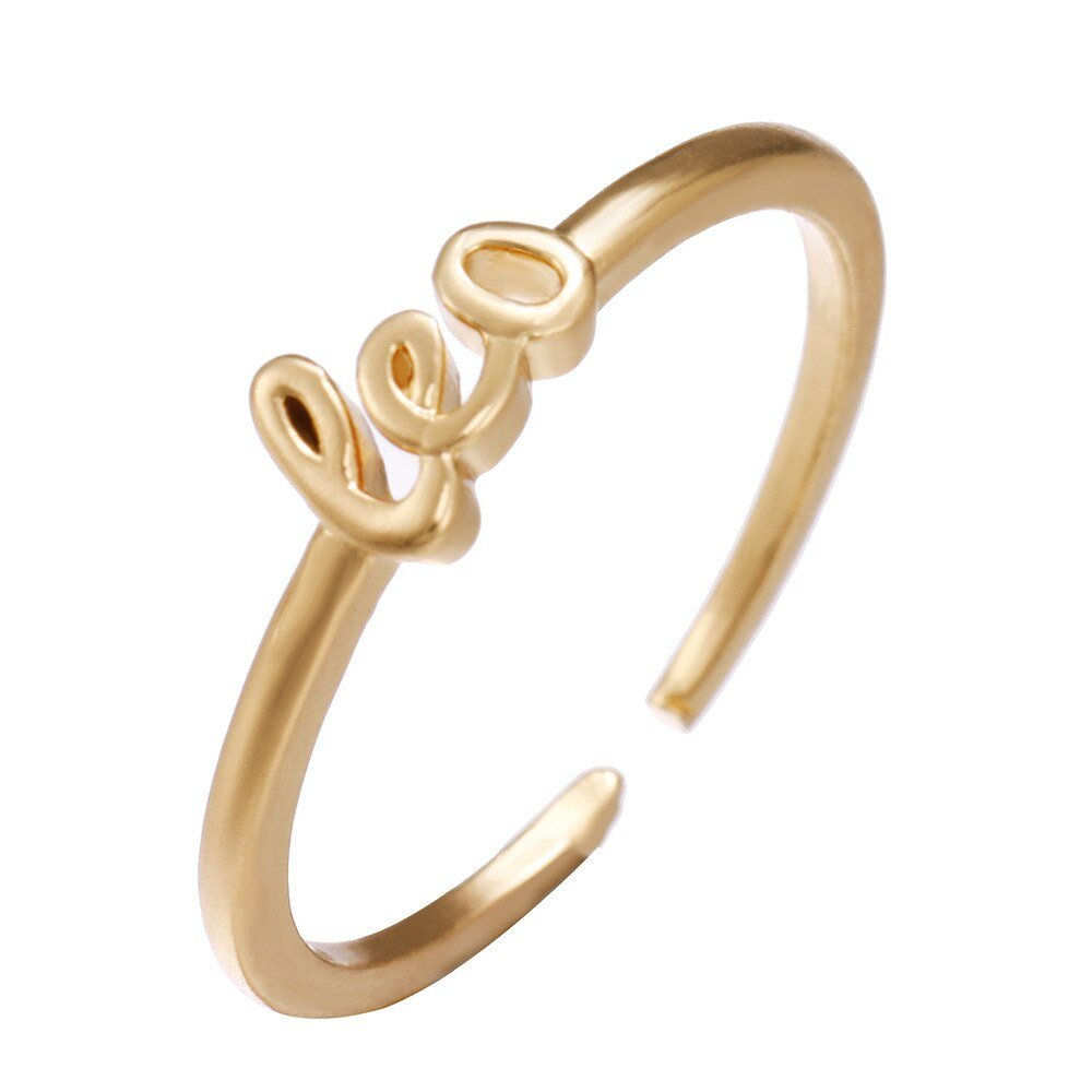 Leo Zodiac Name Ring in Gold.