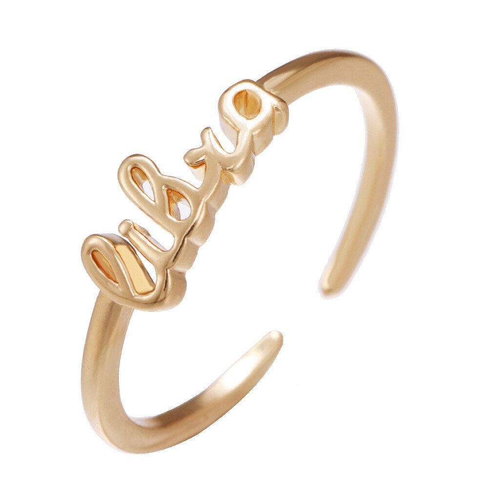 Libra Zodiac Name Ring in Gold.