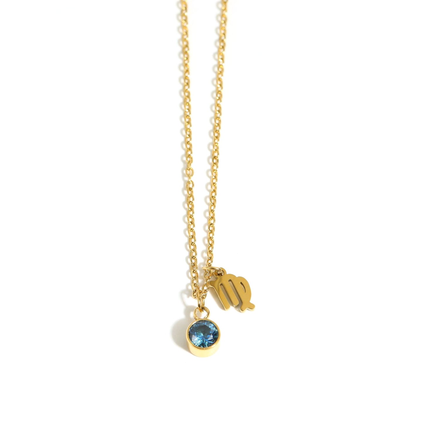 Virgo Zodiac Sign Birthstone Gold Necklace.