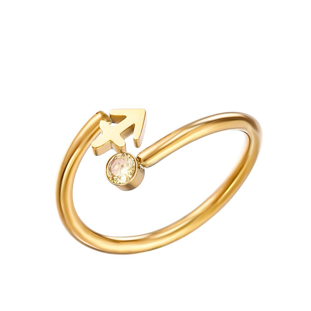 Sagittarius Zodiac Sign Birthstone Gold Ring.