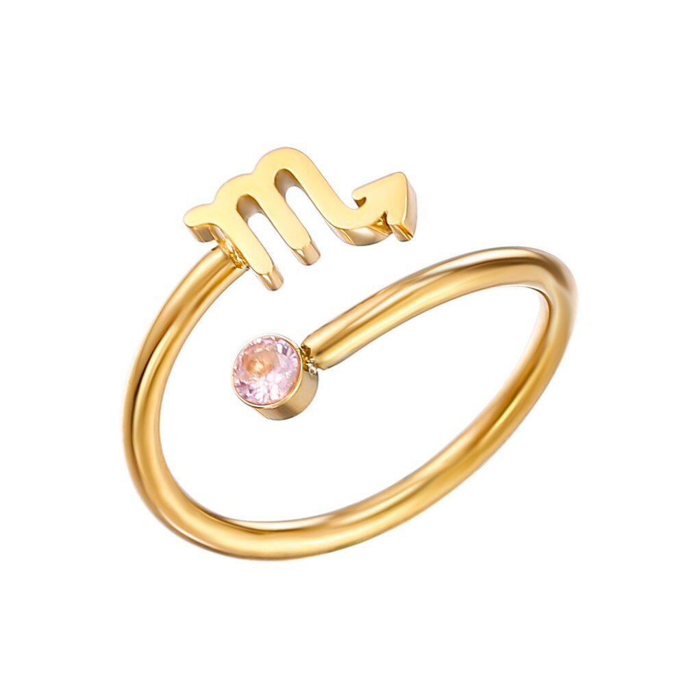 Scorpio Zodiac Sign Birthstone Gold Ring.